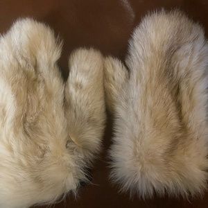 Vintage Berman's Blue Fox Skin/Fur Mittens